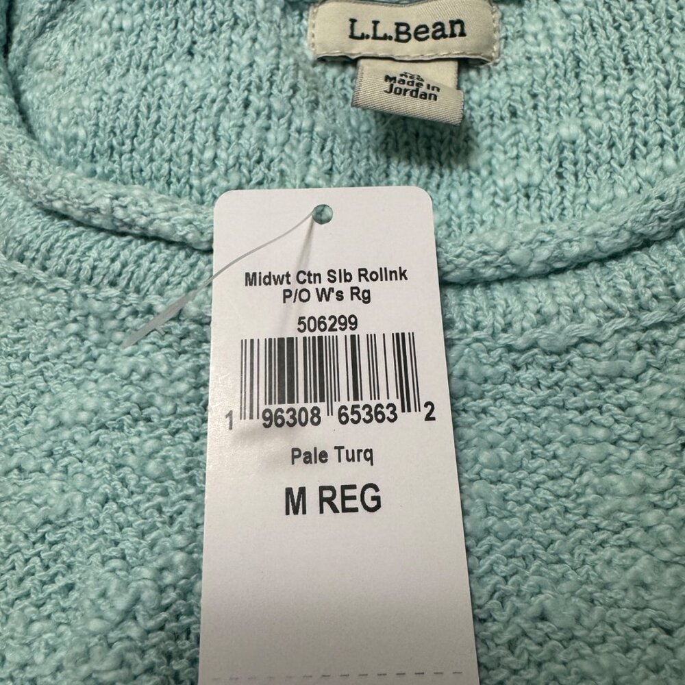 L.L.Bean Sweater Women’s M Medium Turquoise Rollneck Midweight Cotton Slub NWT - Picture 4 of 8
